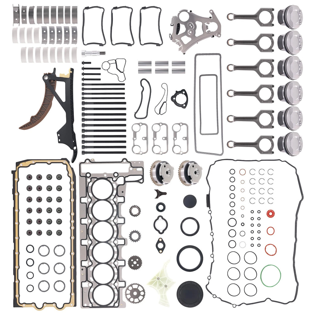 Engine Rebuild Kit Gasket Set Timing Chain Pistons for BMW N55 3.0 L6 (2009–2019)