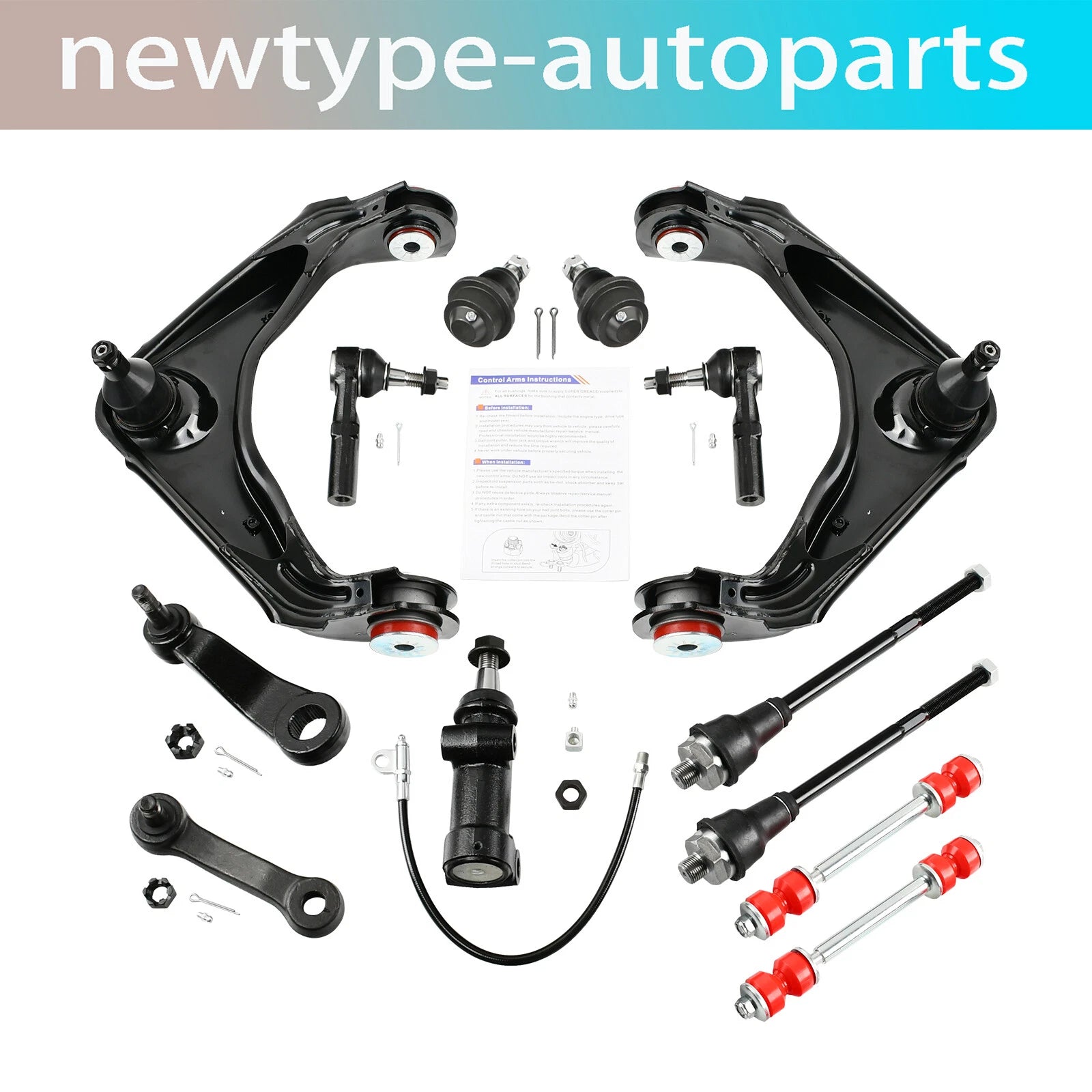 Front Upper Control Arms Tierods for Chevy GMC Silverado Sierra 2500 3500 HD (2001–2019)