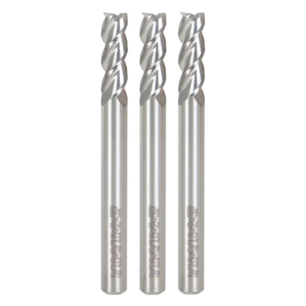 3 Pack 3/16" 3 Flute Carbide End Mill for Aluminum (YYYY–YYYY)