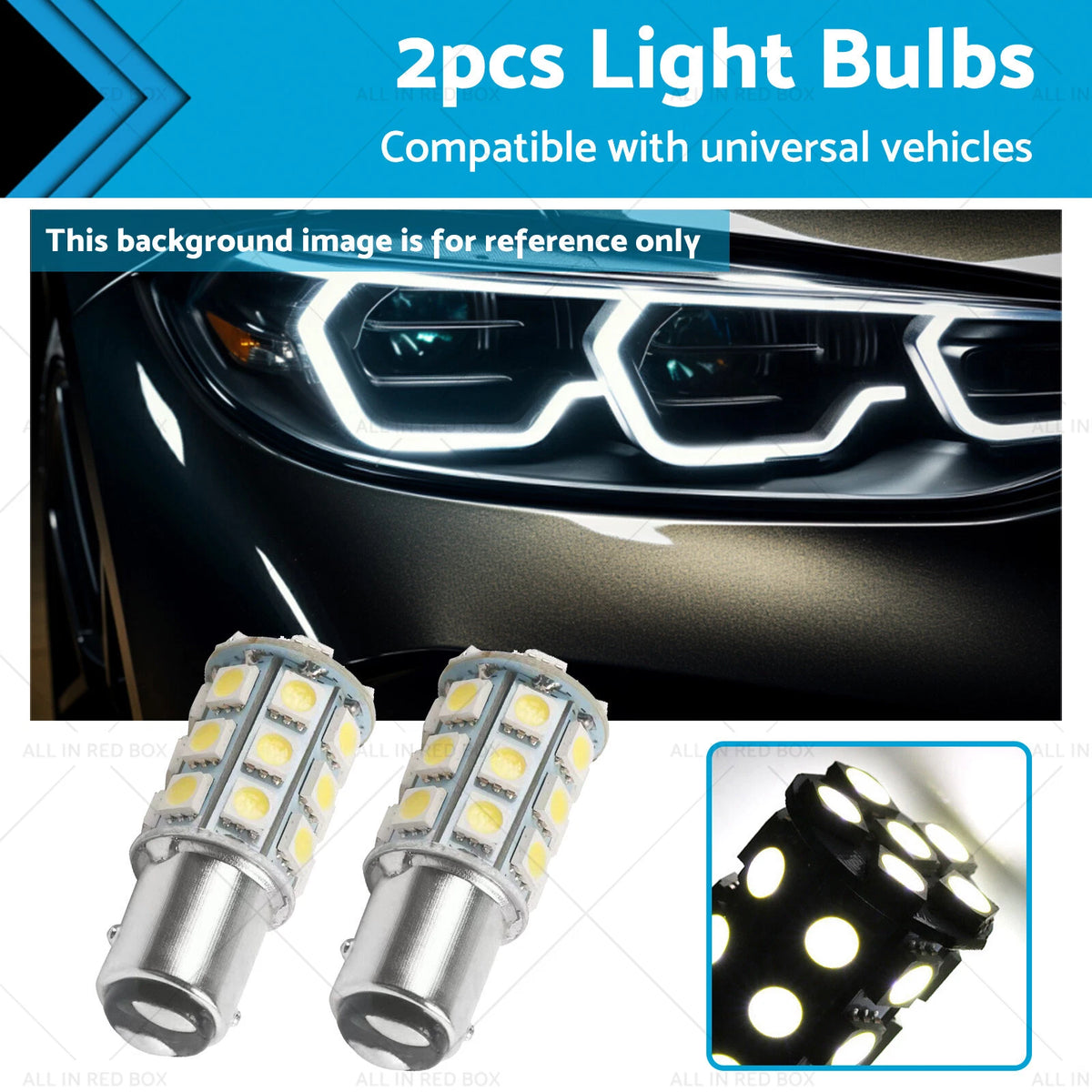 2X 12V BA15D LED White 27 SMD 5050 for Caravan Car Auto Indicator