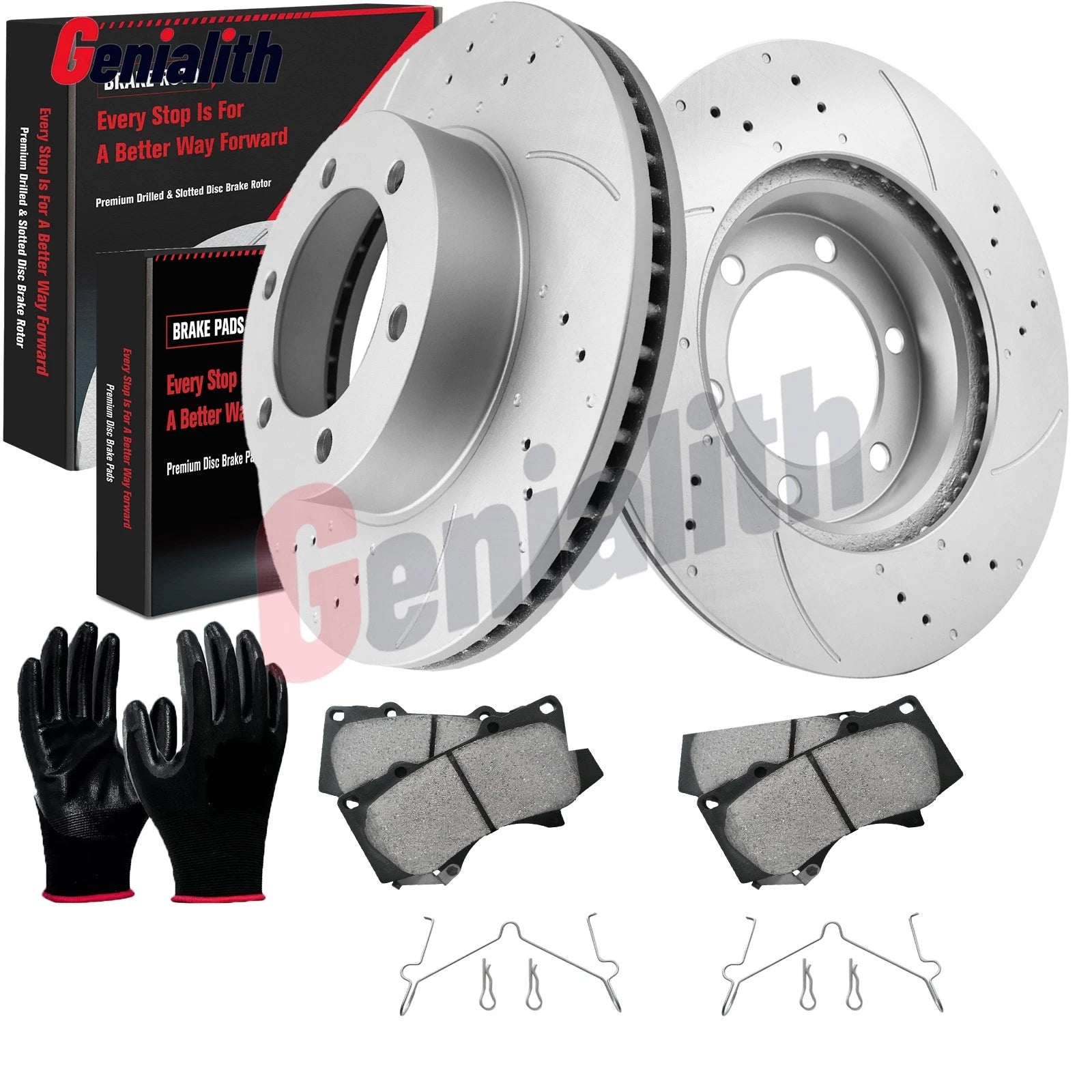 Front Disc Drilled Rotors + Ceramic Brake Pads for Toyota Sequoia (2001–2007)