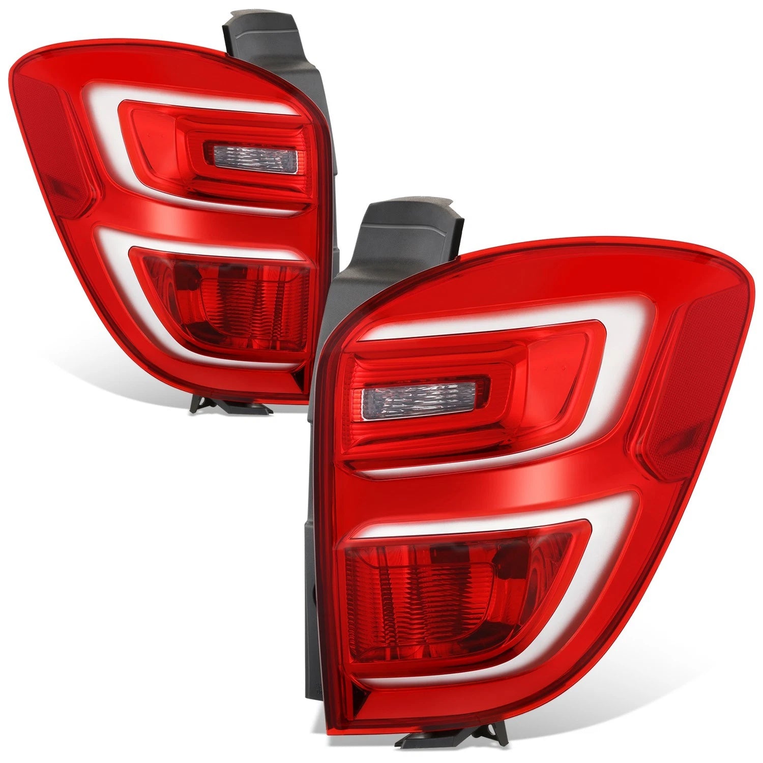 Set of 2 Chrome Housing Red Lens Taillight Assembly for Chevrolet Equinox (2016–2017)