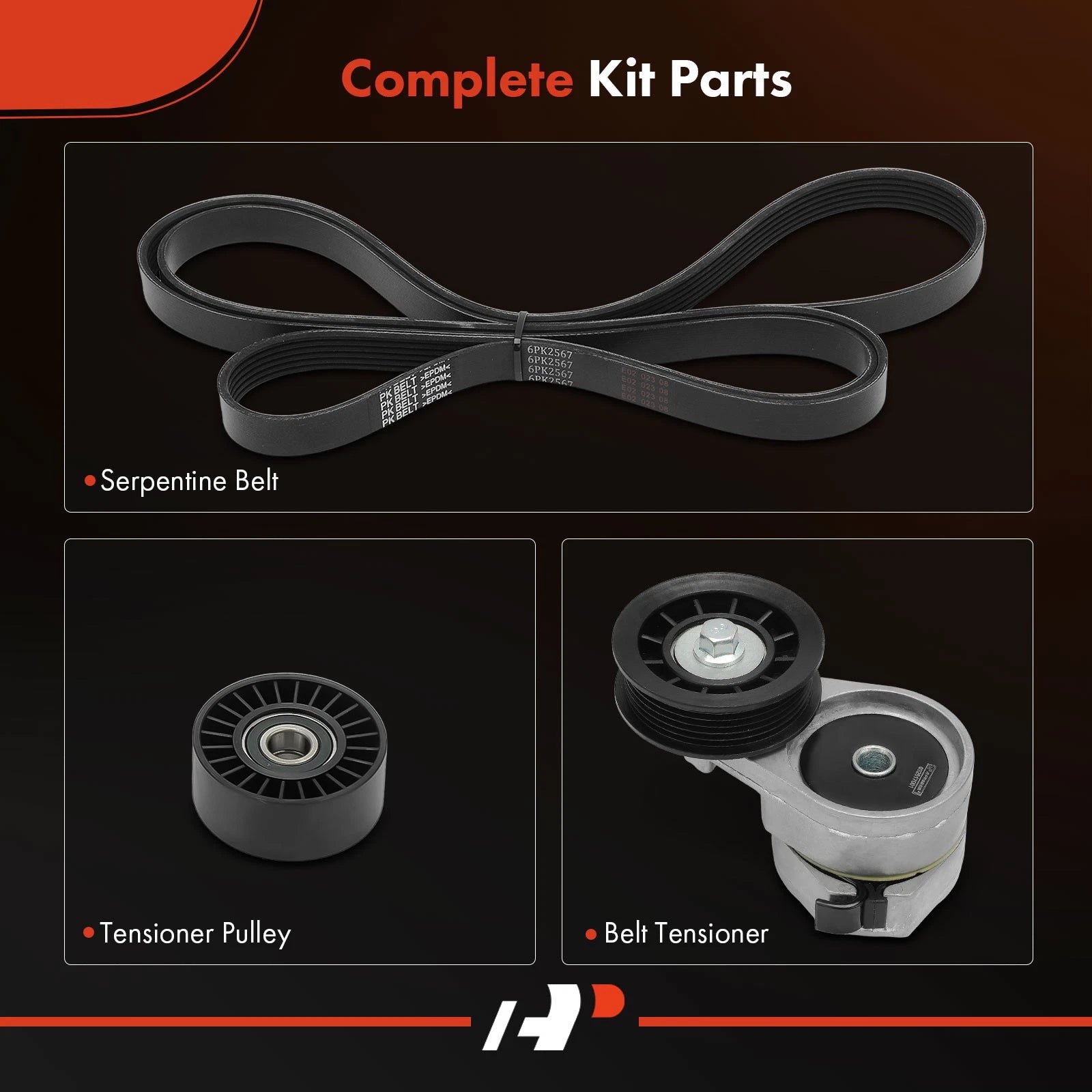 3X Serpentine Belt Drive Component Kit for Ford Taurus (1991-1994)
