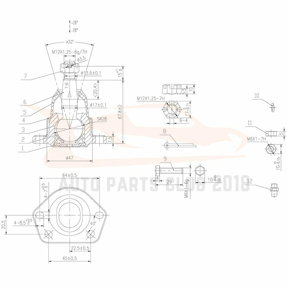 10 Piece Suspension Ball Joint Tie Rod Kit for Chevy GMC S-10 (1982–2004)
