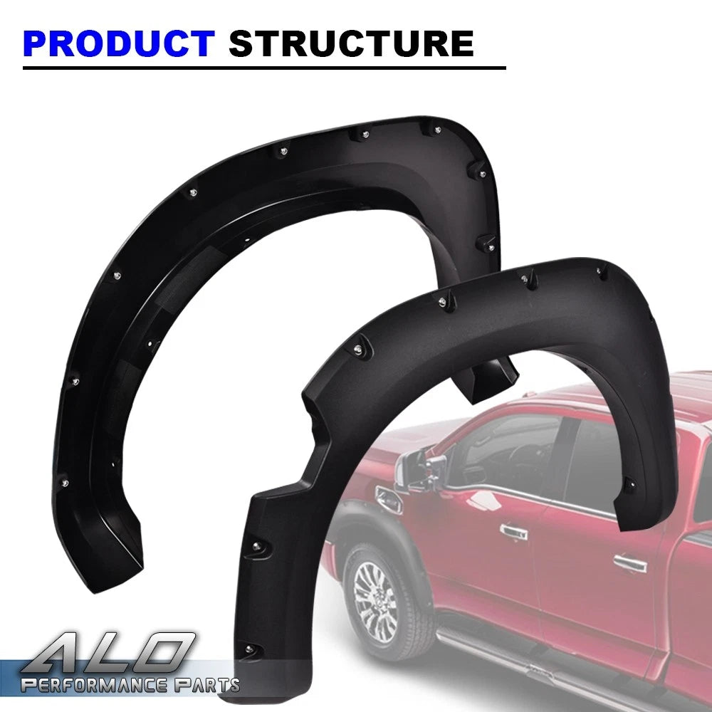 Set of 4 Pocket Rivet Style Fender Flares for Nissan Titan (2004–2015)