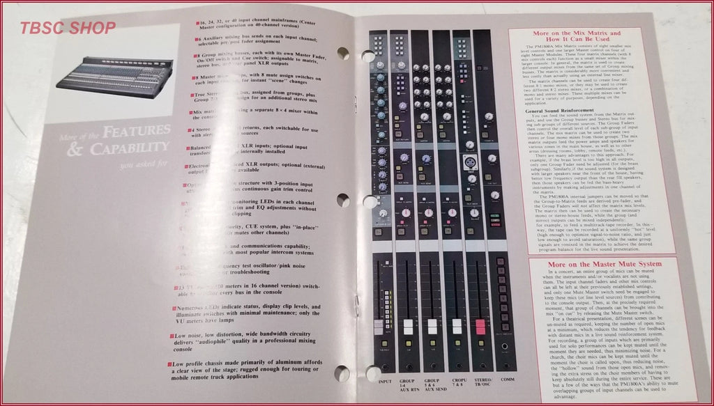 Yamaha PM1800A Mixing Console Brochure