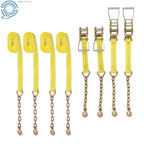 Set of 4 Ratchet Straps 2 Inch x 30 Foot G70 Chain 10000LBS Break Strength