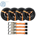 4-Piece Car Tie Down with Flat Hooks for Universal Use (2"x96")