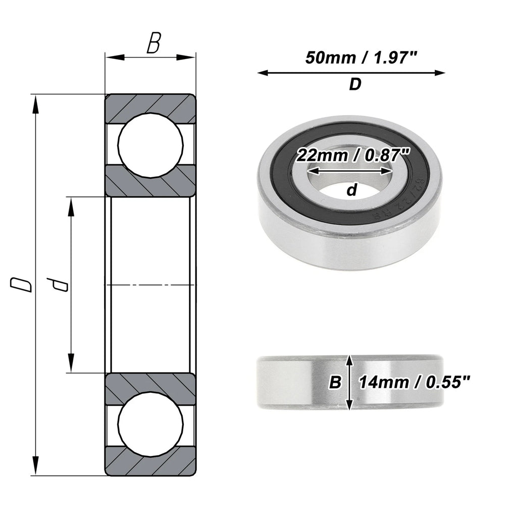 Deep Groove Ball Bearing P4 for Scooter Skateboard Wheel (22x50x14mm)