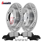 Set of 2 Rear Drilled Rotors + Ceramic Brake Pads for Hyundai Elantra Kia Forte