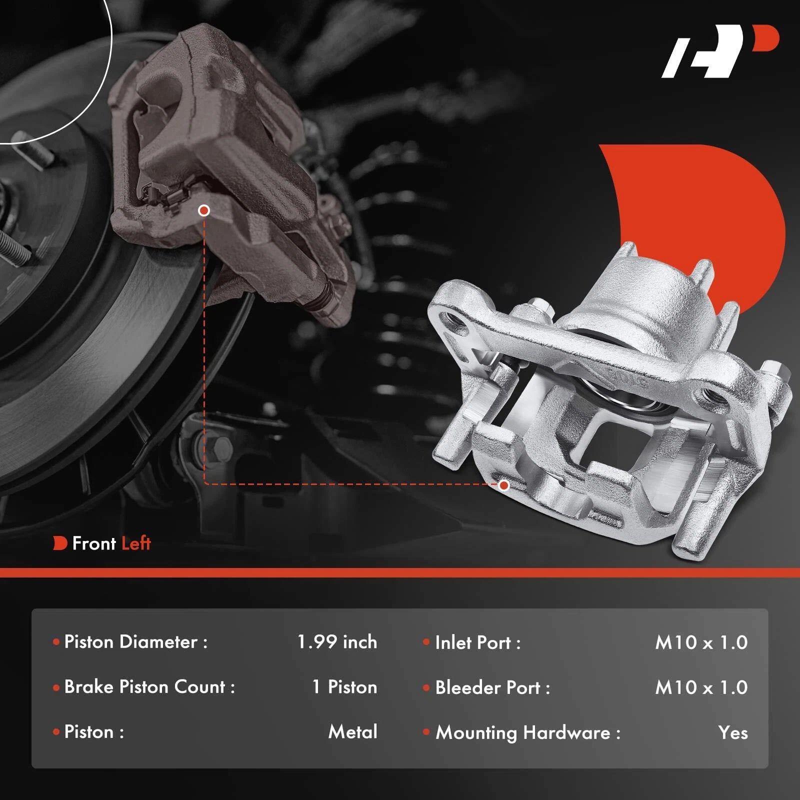 Front Left Brake Caliper with Bracket for Mitsubishi Mirage (2014-2015)