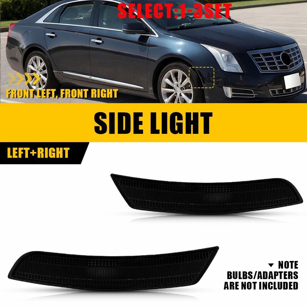 Set of 2 Smoked Lens Front Side Marker Lights for Cadillac XTS (2013–2017)