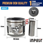 Set of 4 STD 4M41 Pistons with Rings for Mitsubishi 4M41