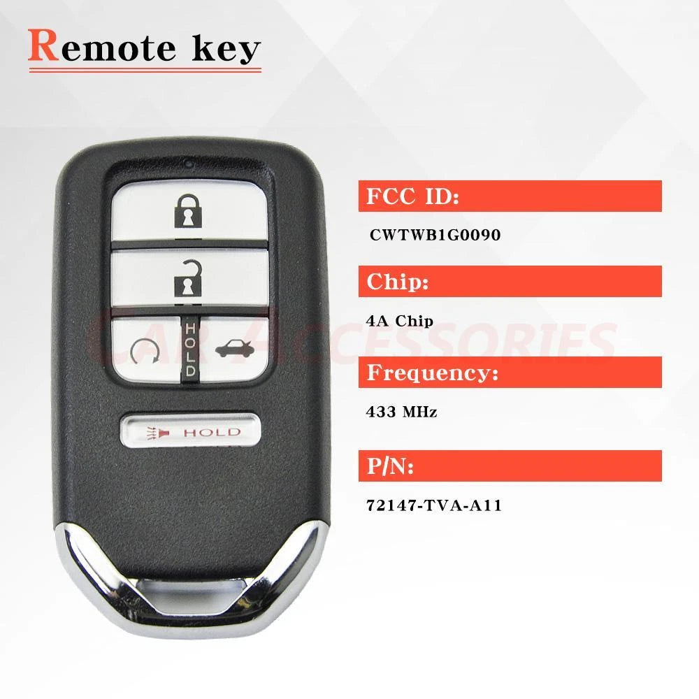 Smart Remote Key Fob for Honda Accord Civic (2018–2022) CWTWB1G0090