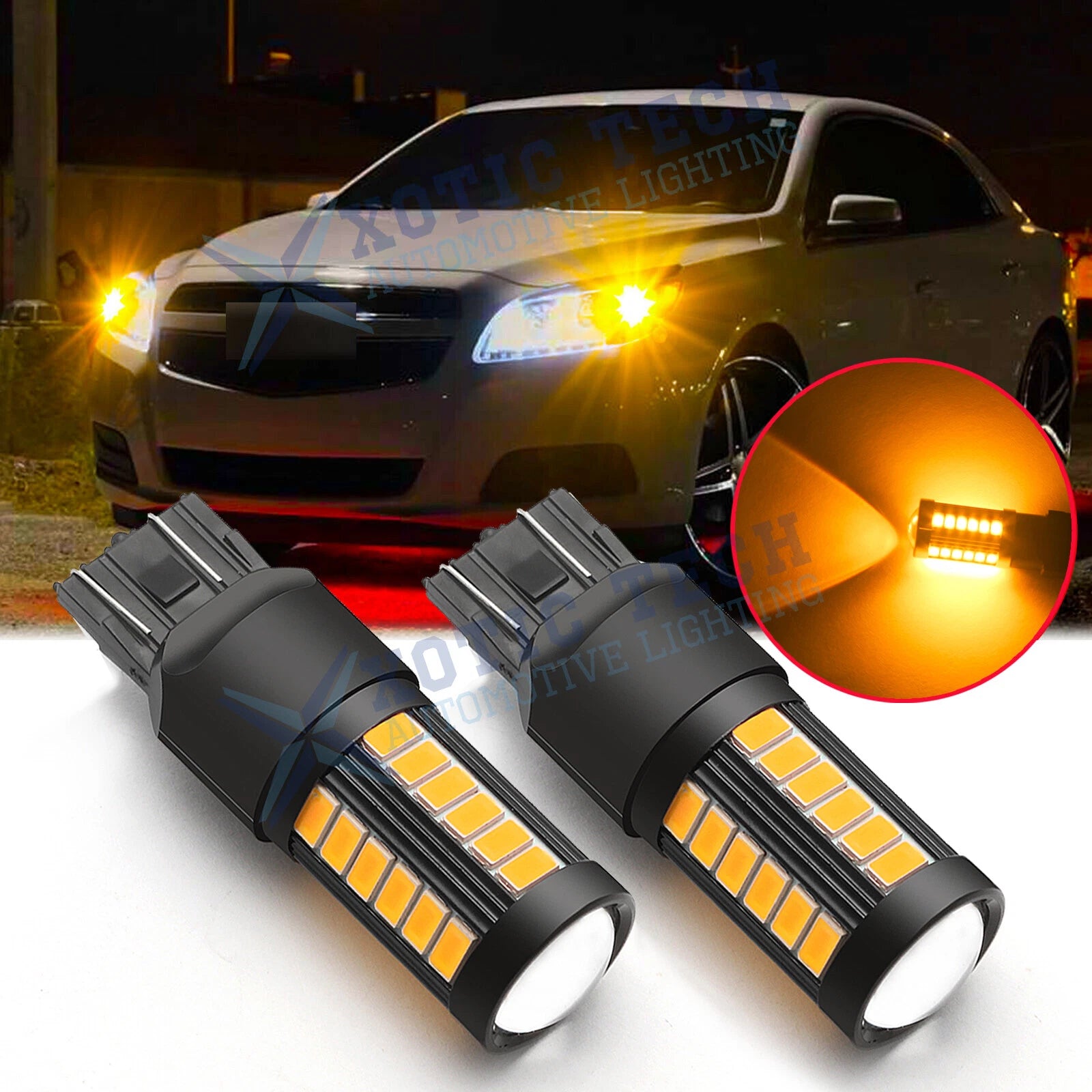 Bright Amber LED Front Turn Signal Light Bulb for T20 7444 (7443–7440)