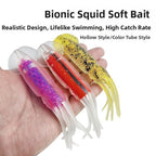 12.5cm Dual Color Soft Squid Lure with 3D Eyes