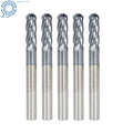 5 PCS 1/4" 4 Flute Ball Nose Carbide End Mill TIALN Coated