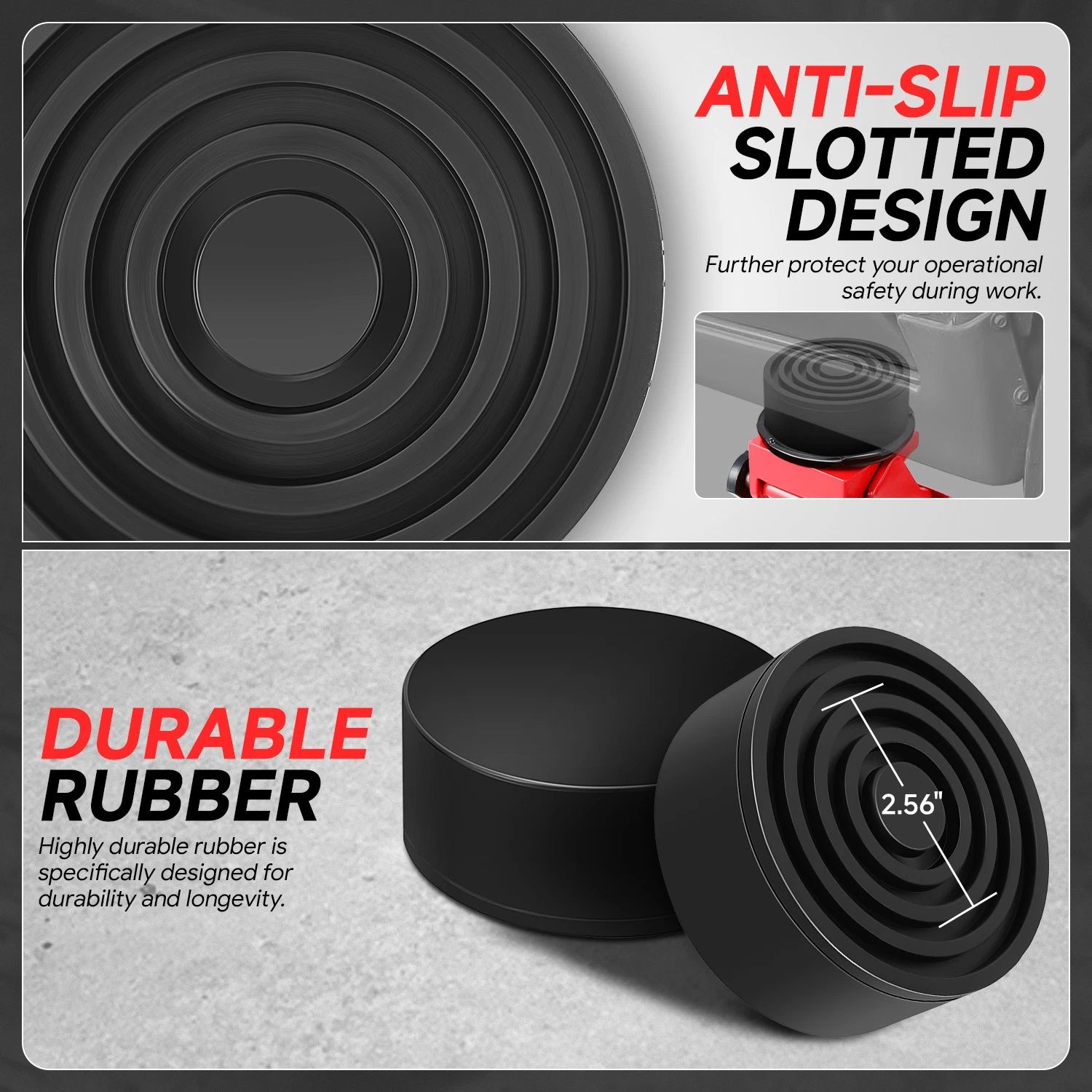 Set of 2 Rubber Pad Adapters for Floor Jack Protection (Universal)