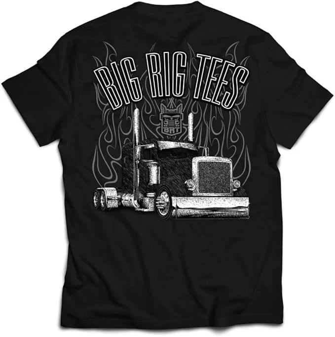 BRT Sketch Art T-Shirt for Big Rig Truckers (Black)