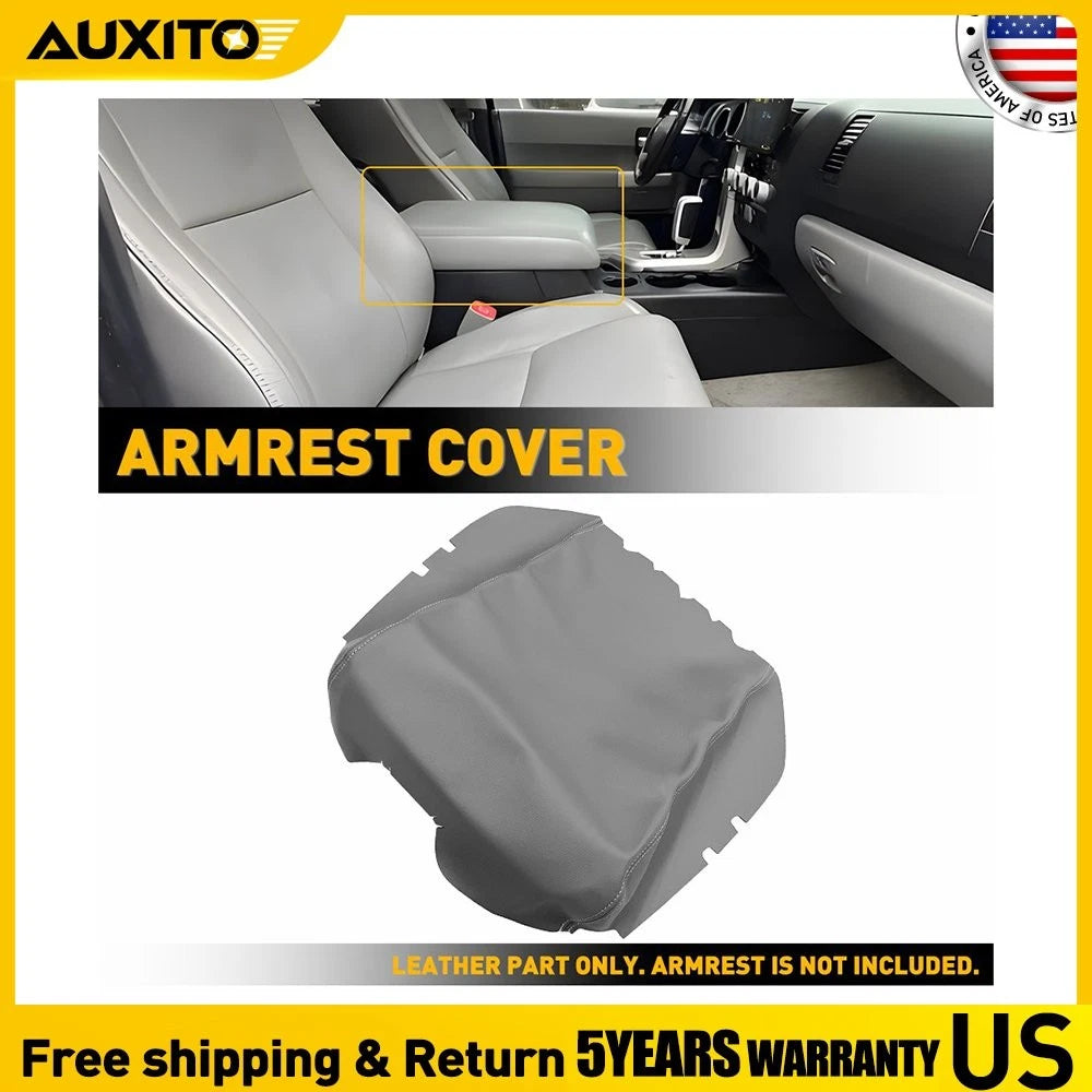 Leather Center Console Armrest Lid Cover for Toyota Tundra (2007–2013) Gray