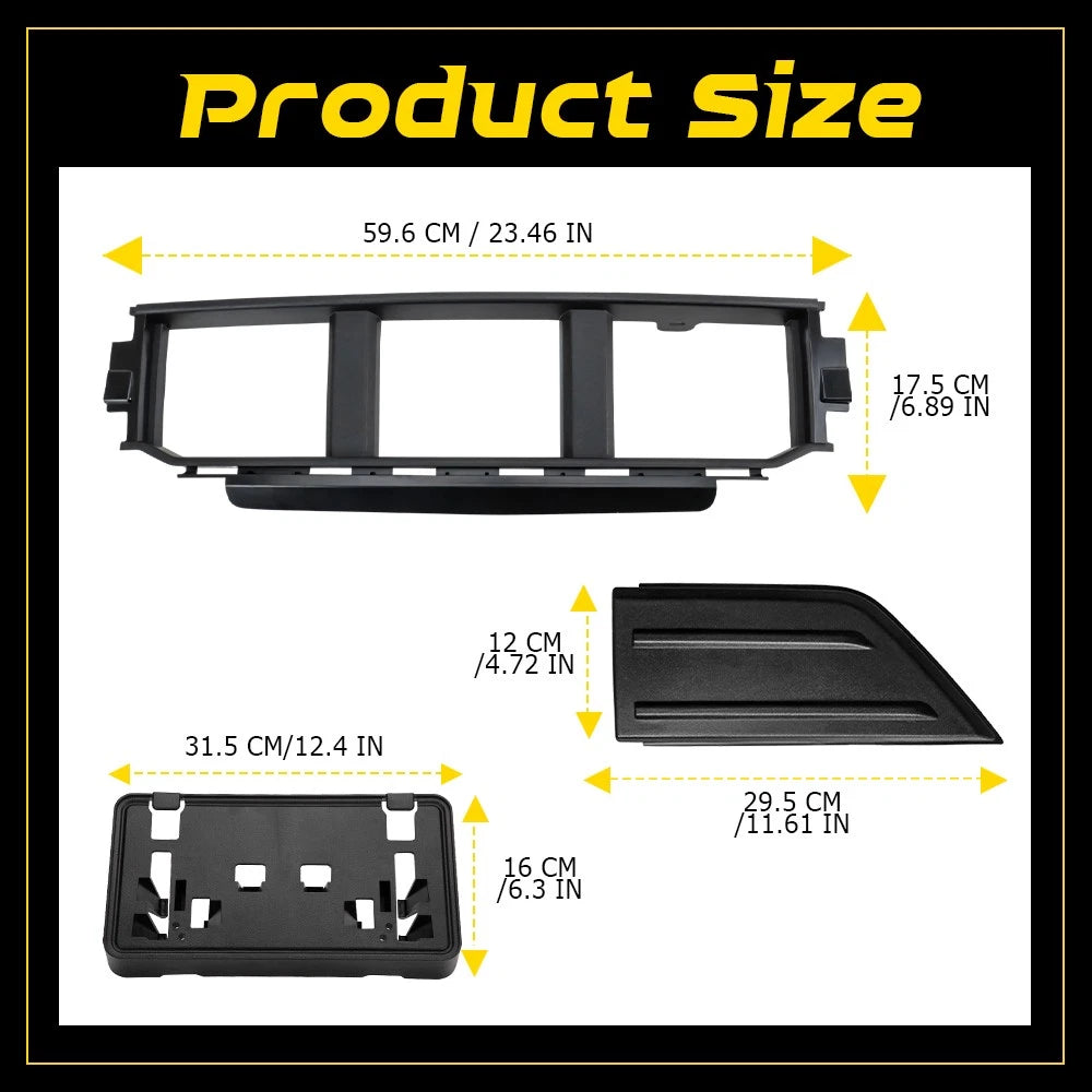 Front Bumper Grille Trim Panel & License Plate Bracket for Ford F150 (2021–2023)