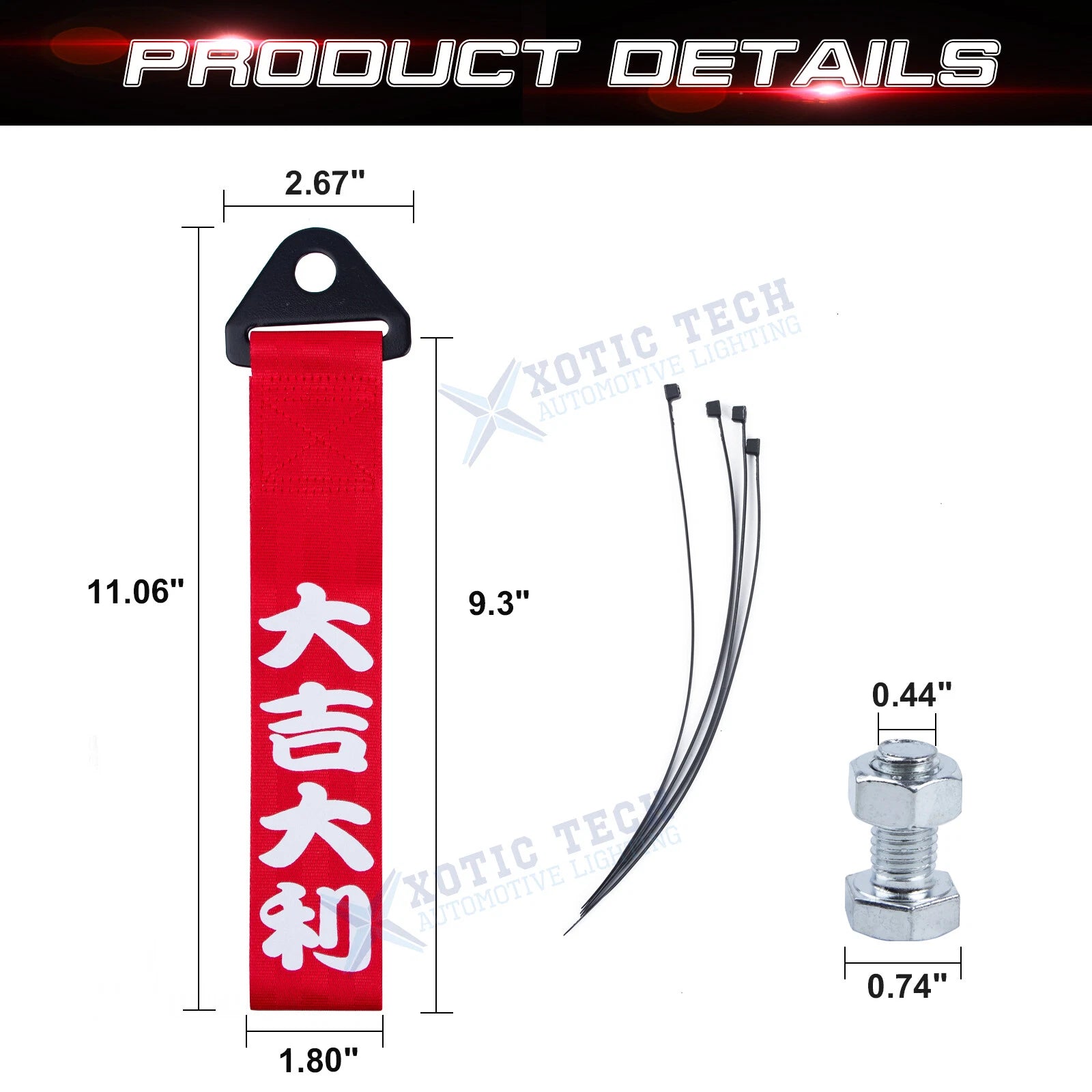 Sporty Red Nylon Bumper Towing Strap Tools for Dodge Grand Caravan (2011-2020)