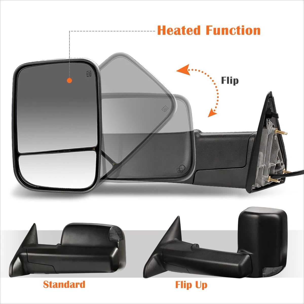 Set of 2 Powered Heated Towing Mirrors for Dodge Ram 1500-5500 (2009–2016)