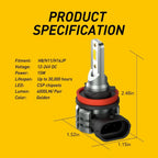 2X Yellow LED Fog Light Bulbs for H11/H8 (200W)