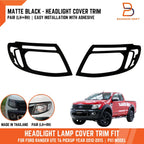 Matte Black Headlight Lamp Cover Trim for Ford Ranger UTE (2012-2015)