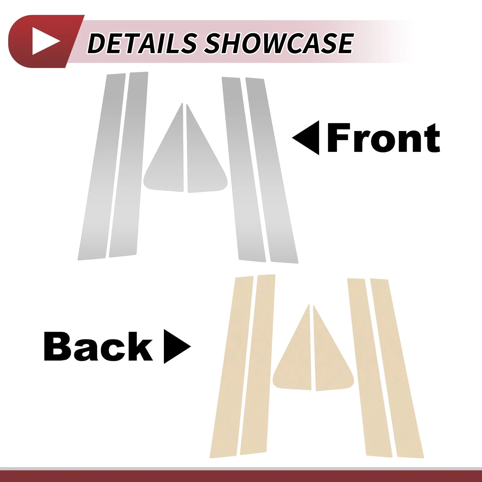 Set of 6 Door Pillar Window Trim for Ford Escape (2008–2012) Silver Tone