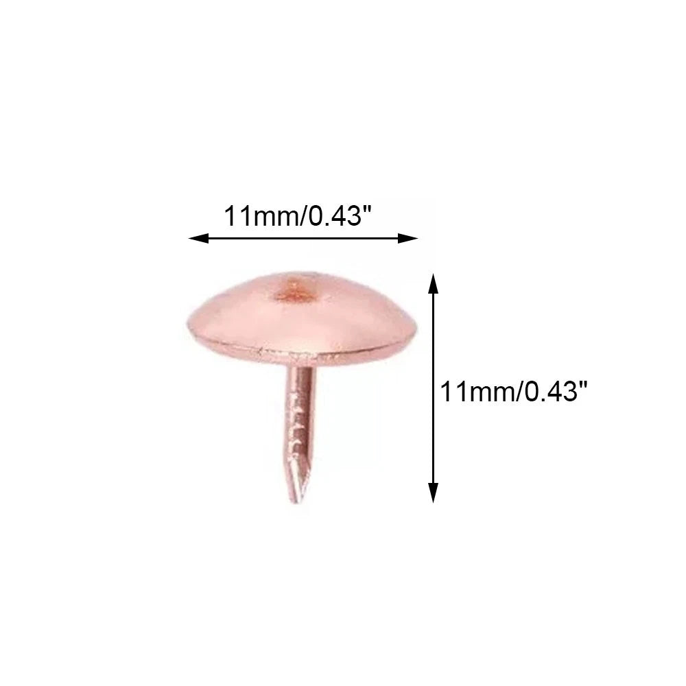 100Pcs Upholstery Nails for Furniture, Jewelry Box, Sofa - Rose Color