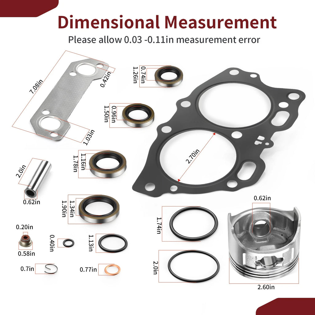 Gasket Seal Piston Ring Rebuild Kit STD for EZGO Golf Cart Robin 350cc (1996–2008)