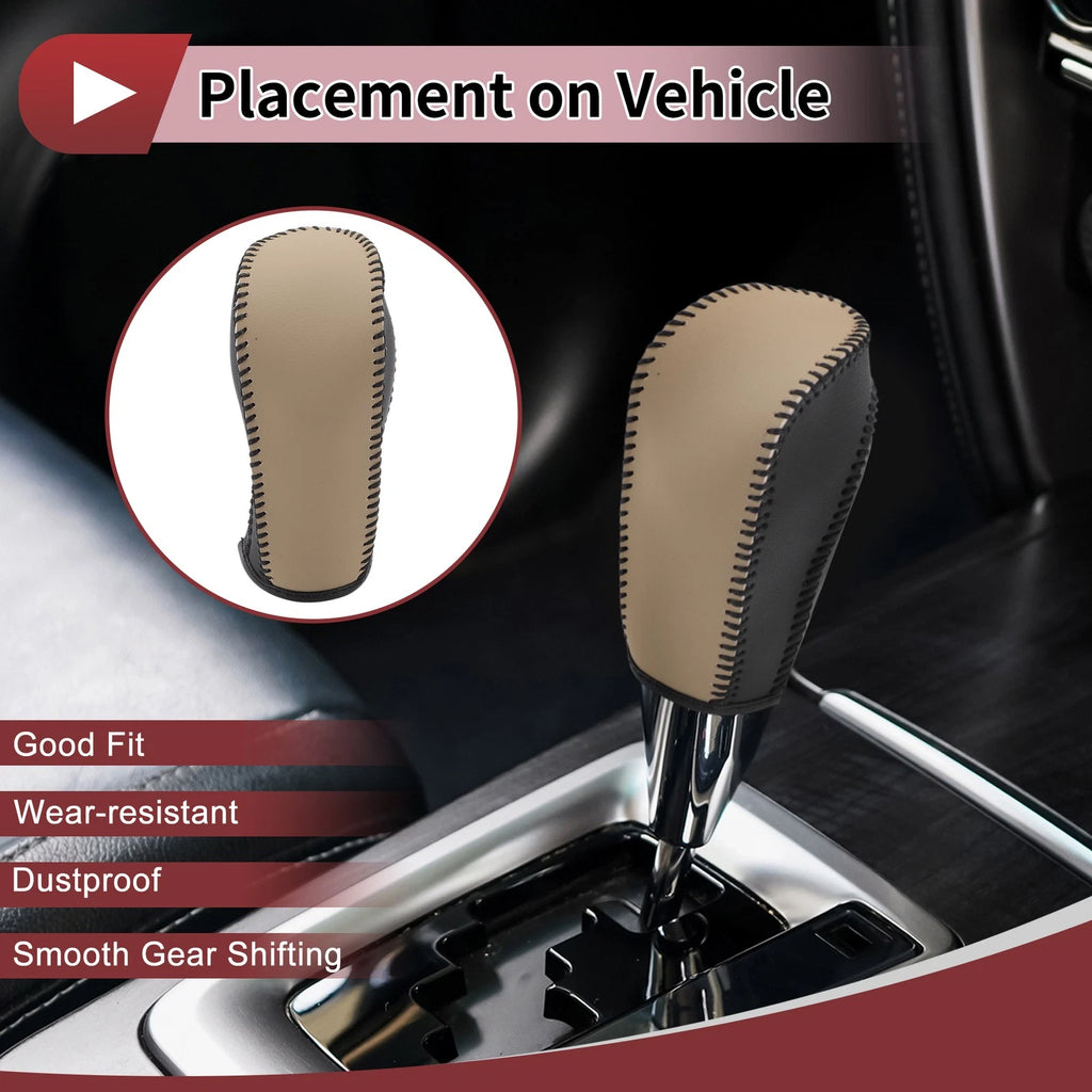 1Pc Gear Shift Knob Cover for Ford Fiesta (2011–2019) Beige Faux Leather