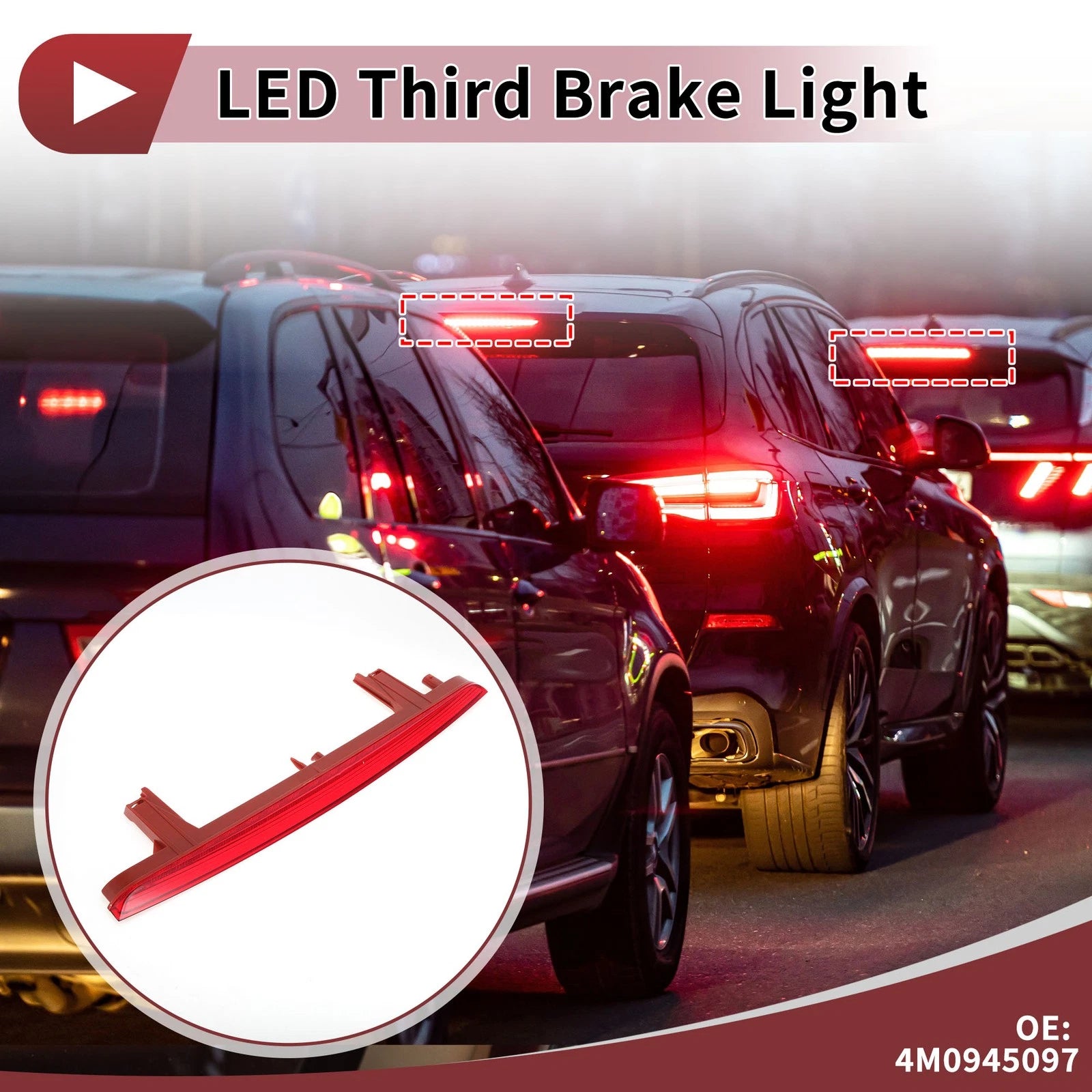 Red LED Third Brake Light for Audi Q7 (2016–2024) & Audi A4B9 Avant No. 4M0945097