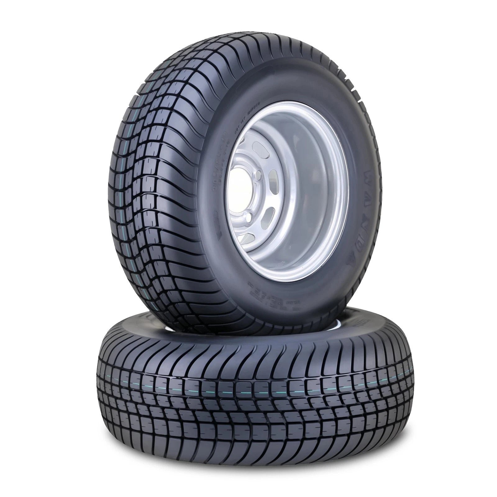 2 Wanda Golf Cart Tire Assembly 205/65-10 w/4x4" PCD ET-15.5 Silver Wheel (14007)