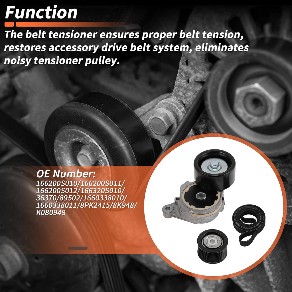 Set of 1 Drive Belt Tensioner Kit for Lexus GX460 V8 4.6L (2010–2018) 166200S010