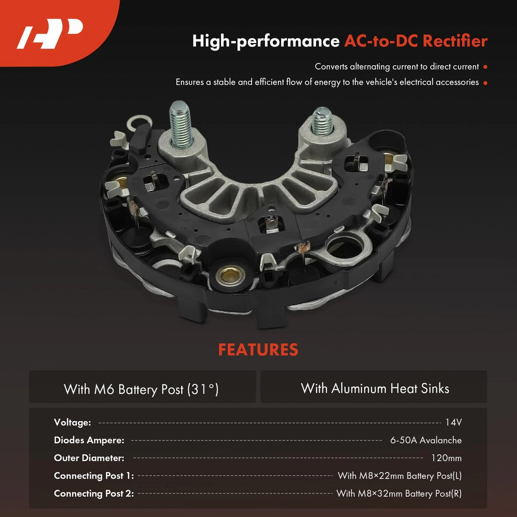 Rectifier for VW Passat Golf Audi Mercedes (14V, 6-50A)