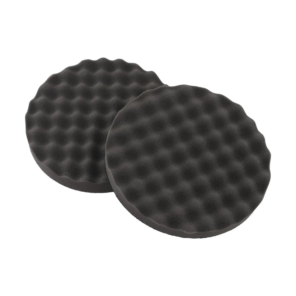 2 x Black Round Foam Compounding Polishing Pad Single Sided Flat Back