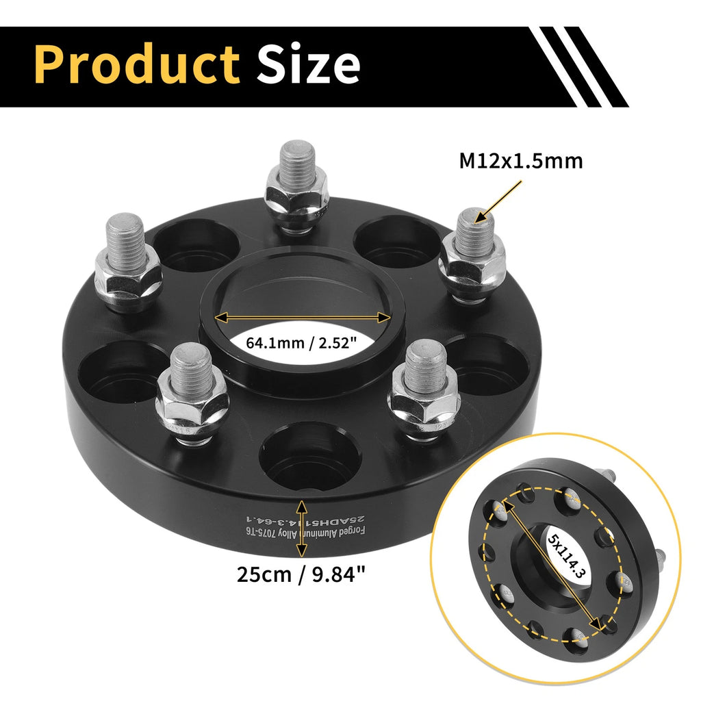 2X 5x114.3mm Wheel Spacers 64.1mm M12x1.5mm for Honda Odyssey Pilot 