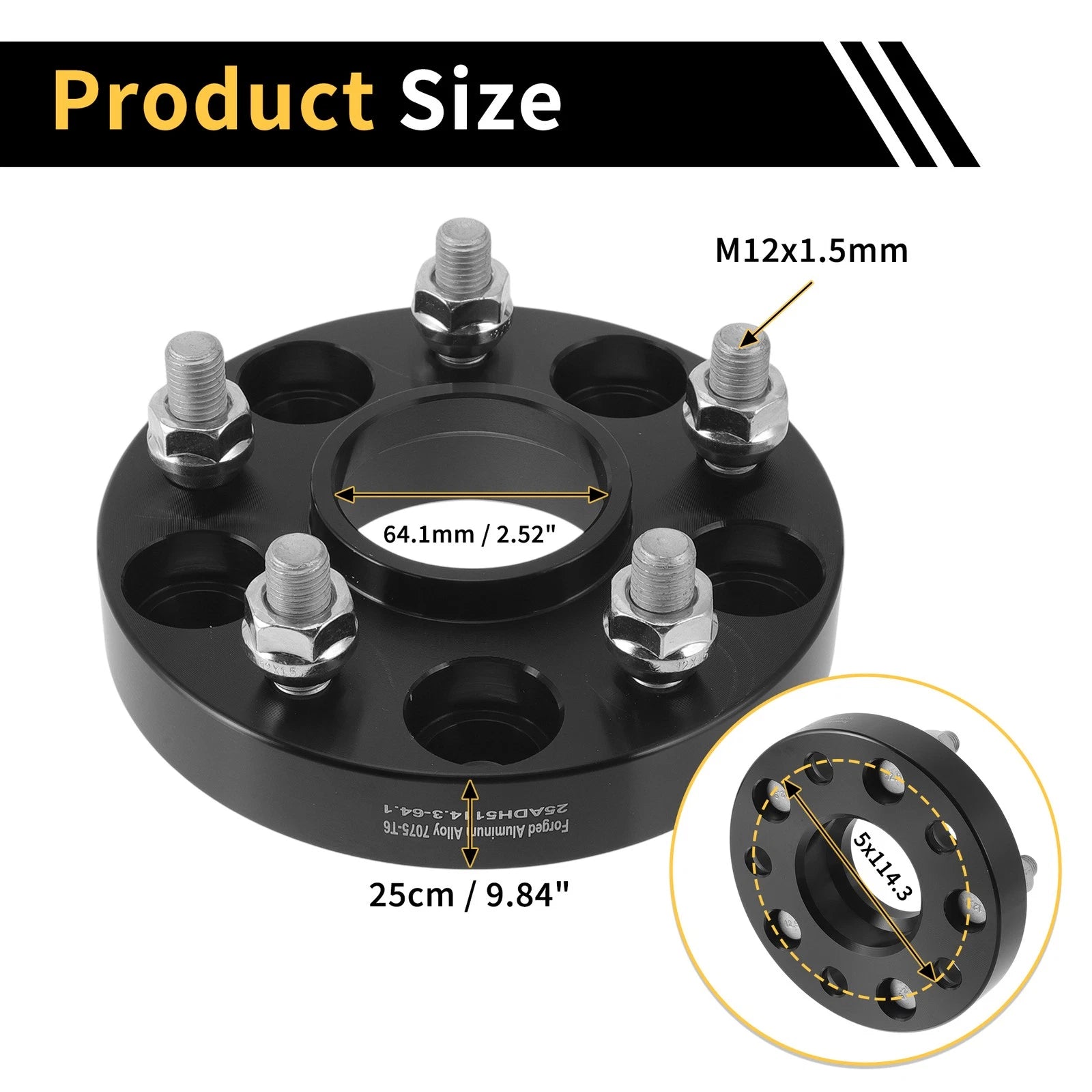 2X 5x114.3mm Wheel Spacers 64.1mm M12x1.5mm for Honda Odyssey Pilot 