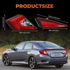 4X Tail Lights for Honda Civic 4-Door Sedan (2016–2021) Left+Right