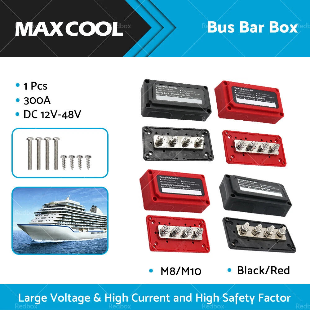 M8 M10 300A DC12V-48V Power Distribution Box Terminal Block for Bus Bar