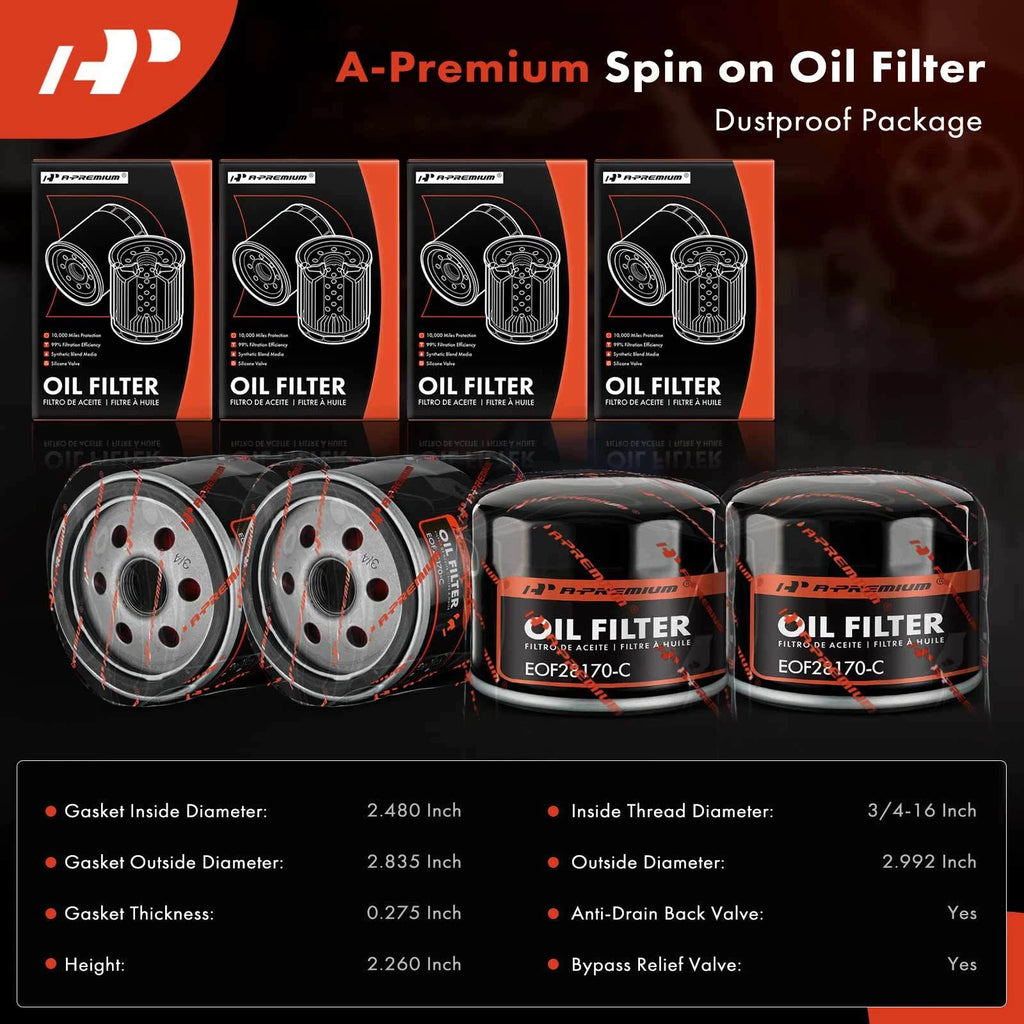 Set of 4 Engine Oil Filters for BMW I01 i3 (2014–2021) i3s (2018–2021)