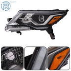 Driver Side Headlight for Nissan Pathfinder (2017-2019) Black Halogen LED DRL