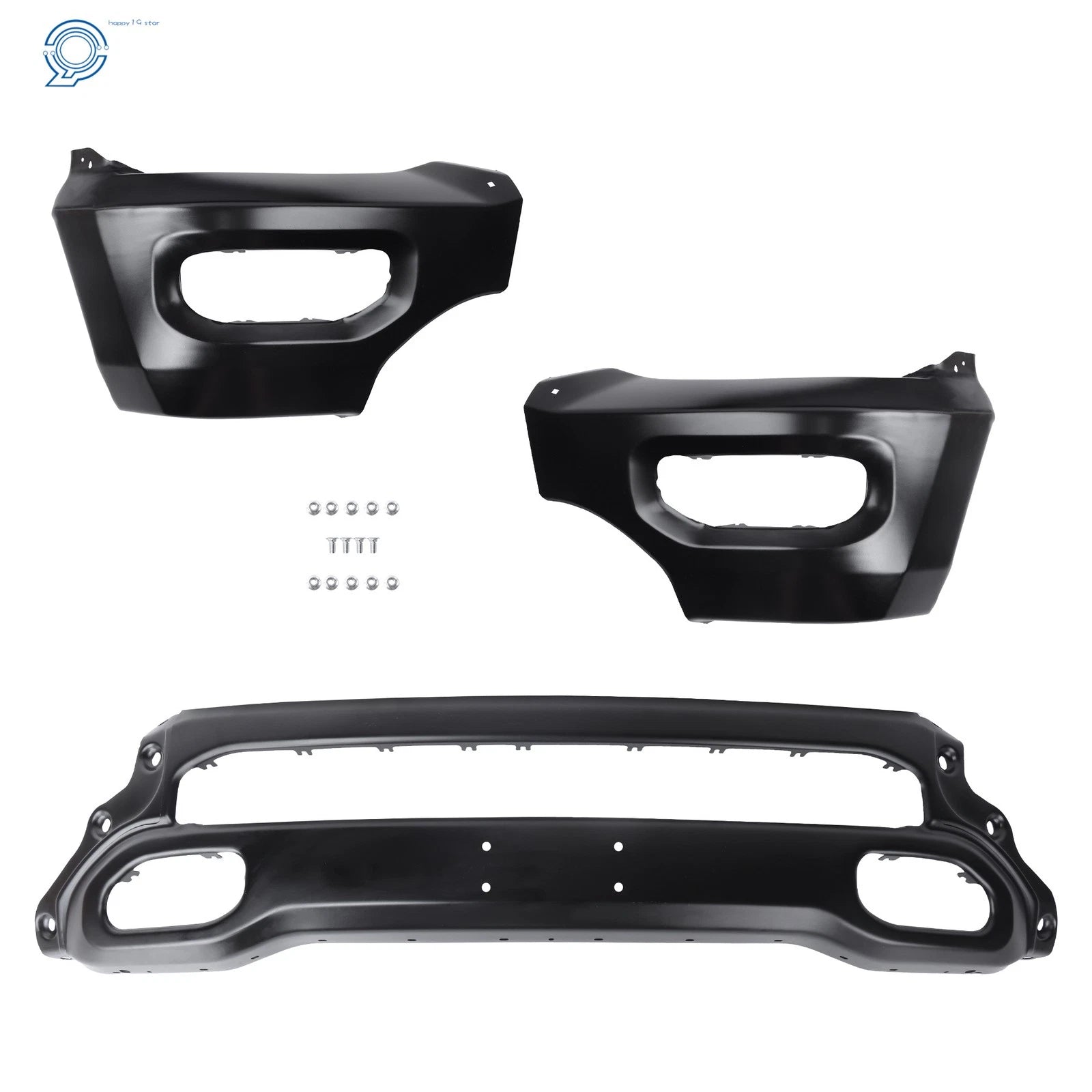Front Bumper Face Bar for Ram 1500 (2019–2024) Black Steel with Fog Light Holes