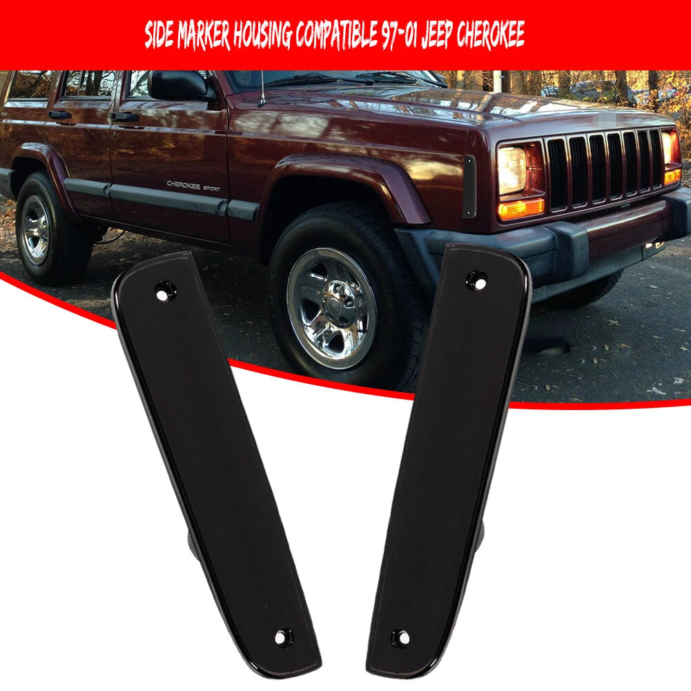2X Smoke Lens Front Fender Side Marker Light Housing for Jeep Cherokee (1997–2001)