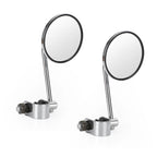 Set of 2 Clamp On 3" Round Chrome Mirrors for Cafe Racer Chopper Bobber