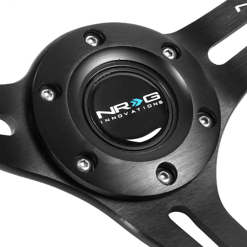 NRG 350mm 3" Deep Black 3-Spoke Aluminum Steering Wheel for Universal Fit (All Years)