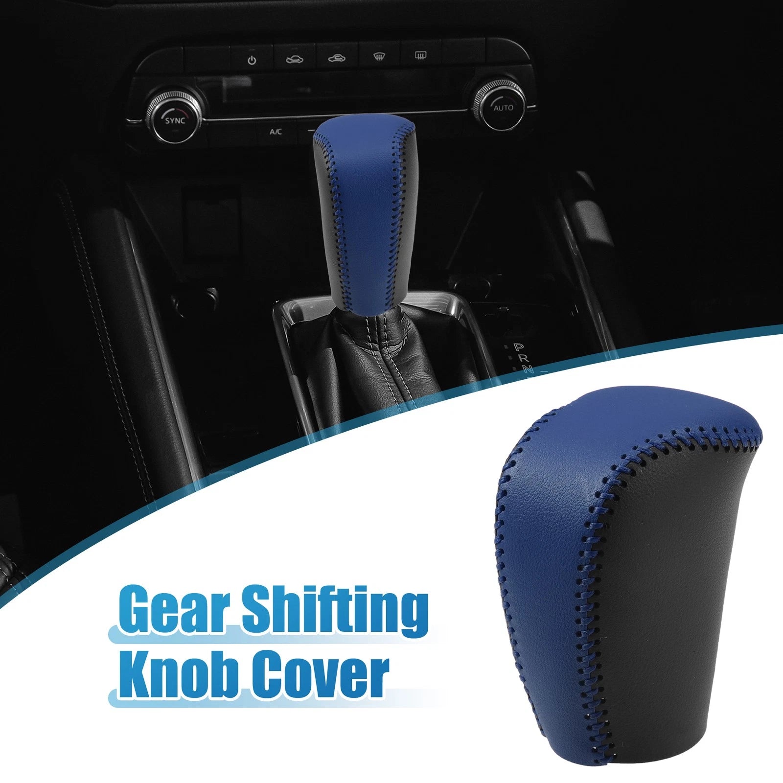 Gear Shift Head Knob Cover for Honda Civic (2016–2021) Black Blue Stitches