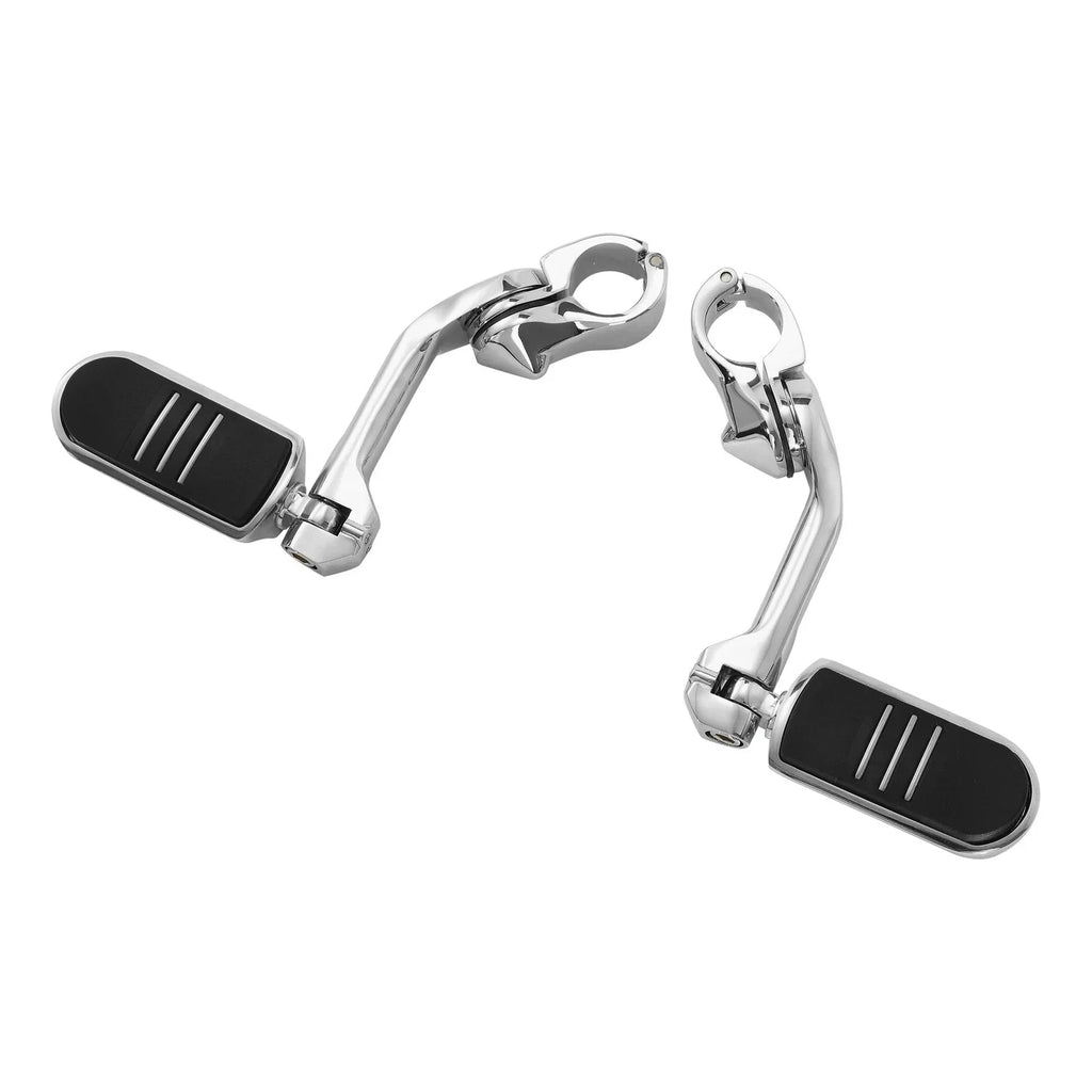 Chrome 1-1/4" Pegstreamliner Long Angled Highway Guard Foot Pegs for Harley